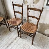 Set of rustic Provençal mulched chairs