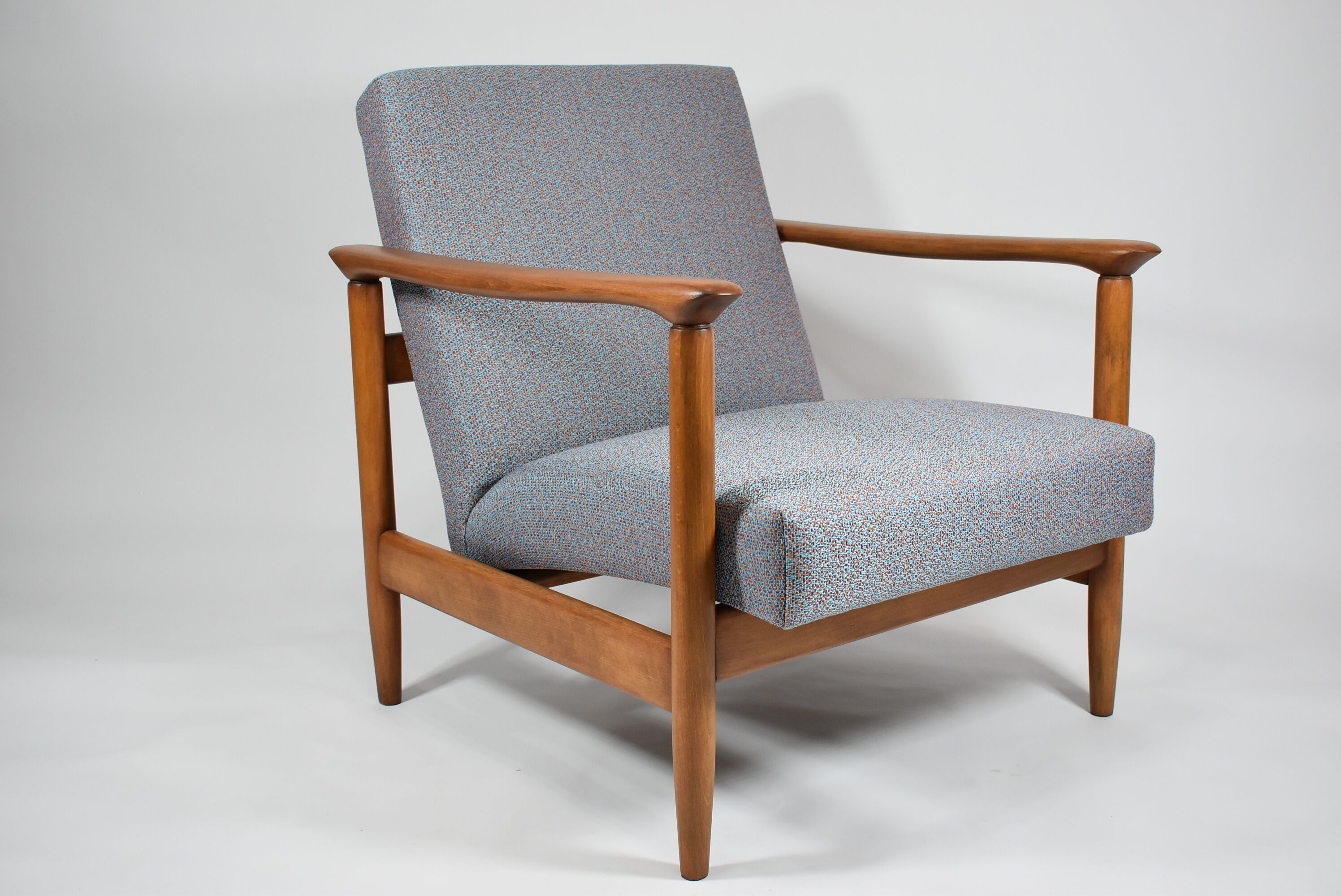 Vintage armchair model GFM-142, fully renovated, multicolor fabric