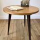 Tripod coffee table in wood and two-tone marquetry Scandinavian design 50s-60s
