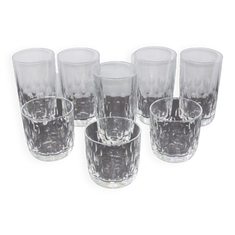 8 vintage glasses model decorated with pellets-2 sizes-aperitif glasses