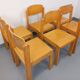 Set of 6 vintage minimalist beech wood chairs from the 70s and 80s.