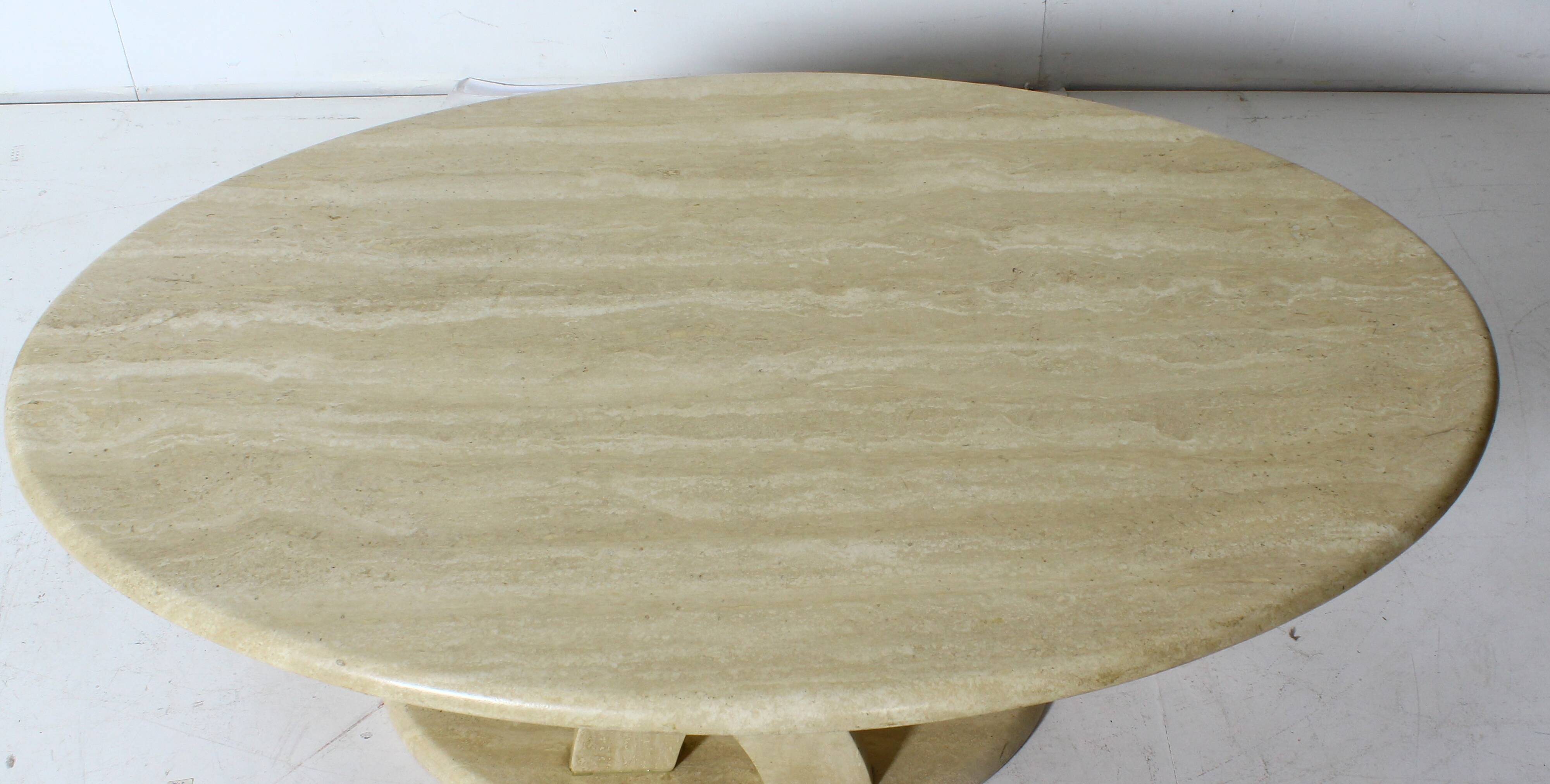 Vintage oval travertine coffee table from the 70s