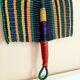 Bolga African fan, woven purple orange yellow green black