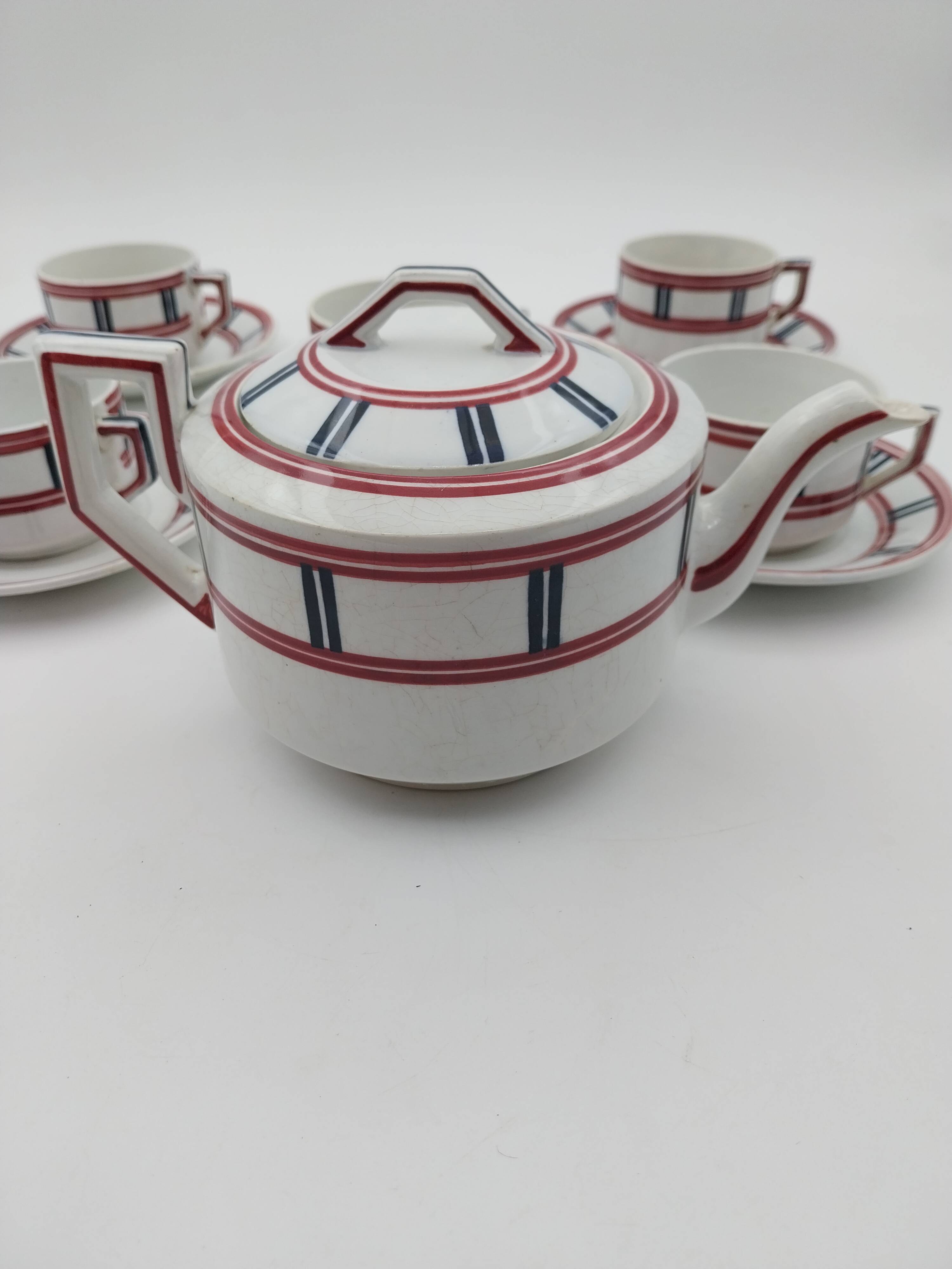 Service Basque théière 5 tasses et 5 soucoupes