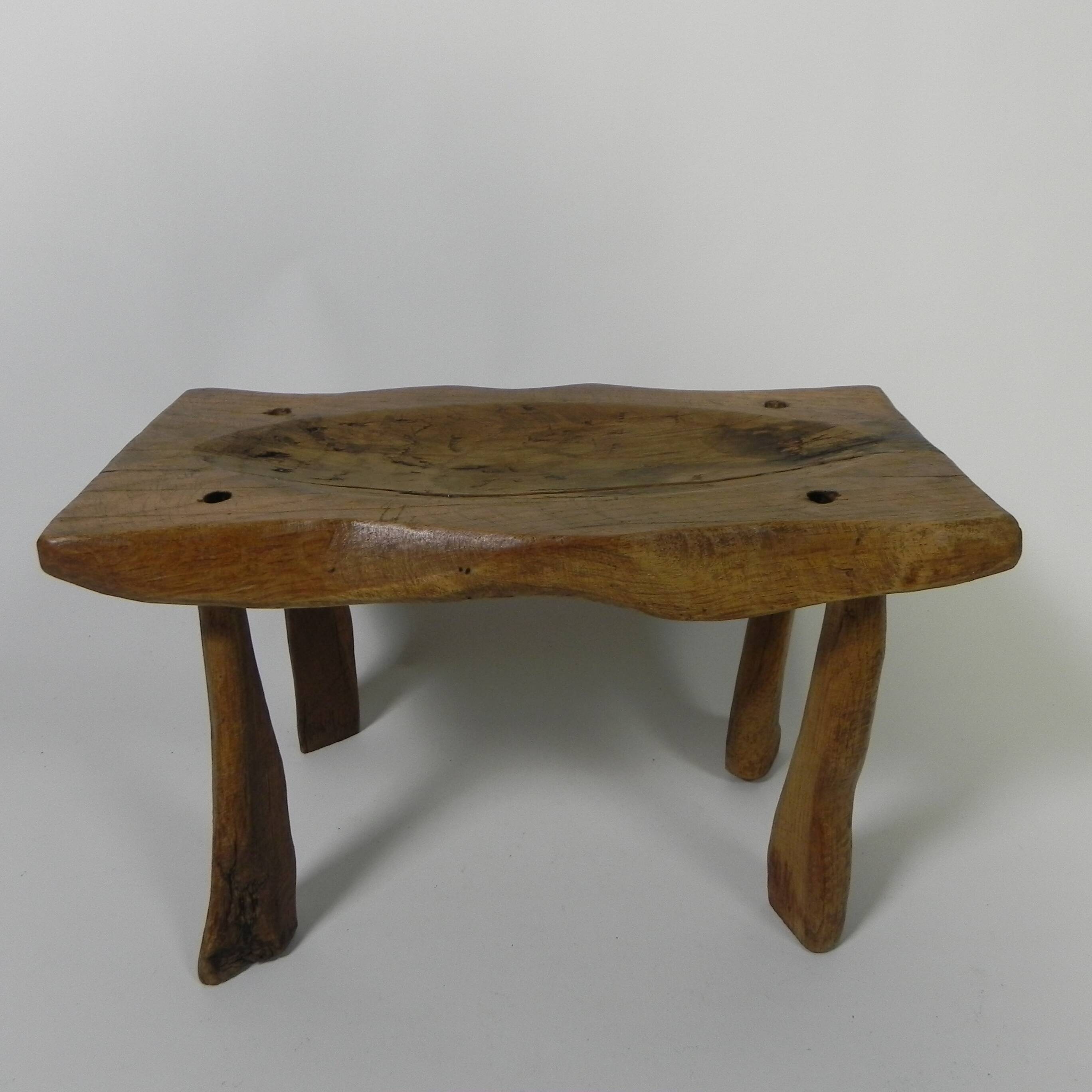 Vintage oak stump stool, 1960s
