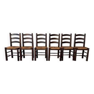6 Brutalist Georges Robert chairs c.1950