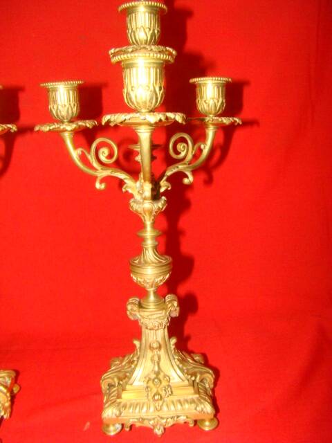 pair of gilded bronze candlesticks with 4 candle holders in "Louis XVI" style, 19th century