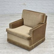 1970s, Danish armchair, honey yellow furniture velour.