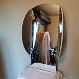 Large vintage mirror round triptych 110x47cm