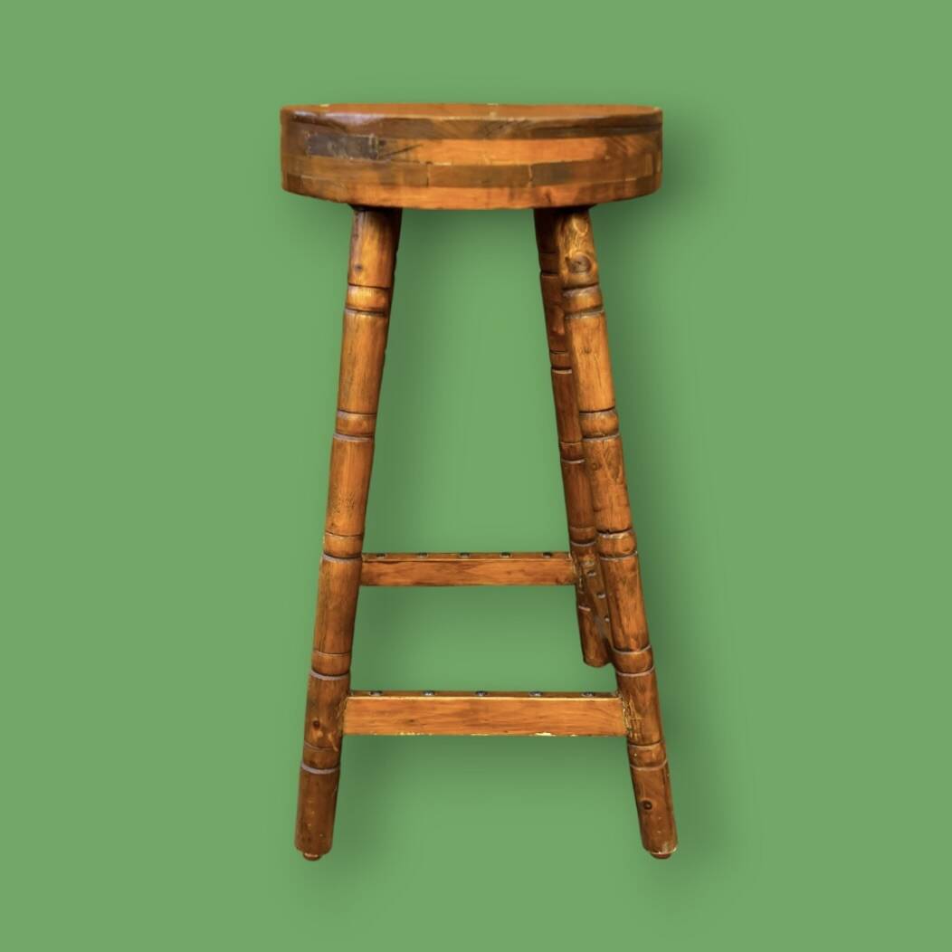Vintage solid wood bar stool – handcrafted