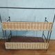 Shelf in metal wood and vintage rattan