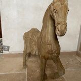Merry-go-round horse in solid natural blond wood