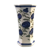 Vase blanc décor indigo
