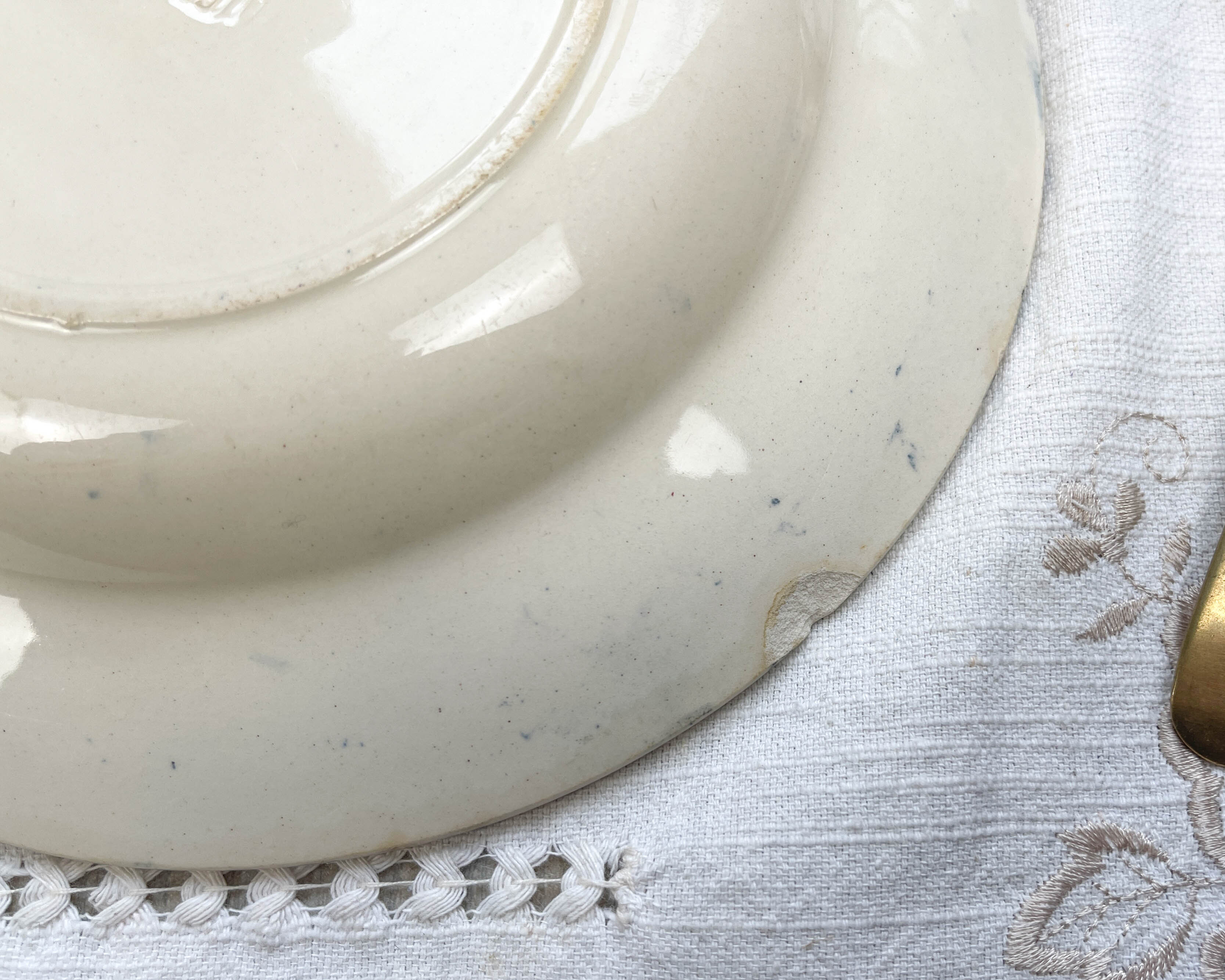 5 assiettes creuses terre de fer gien modèle chardons made in france