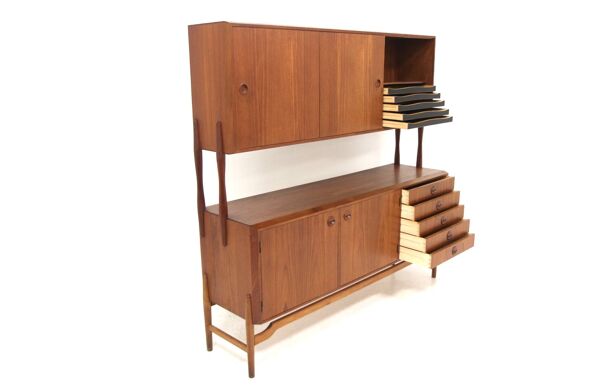 Enfilade scandinave en teck, A. Ahlström Osakeyhtiö, Warkaus, Finlande, 1950