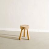 Vintage Swedish Ash Wooden Low Tripod Stool by Ingvar Hildingsson, 1970s