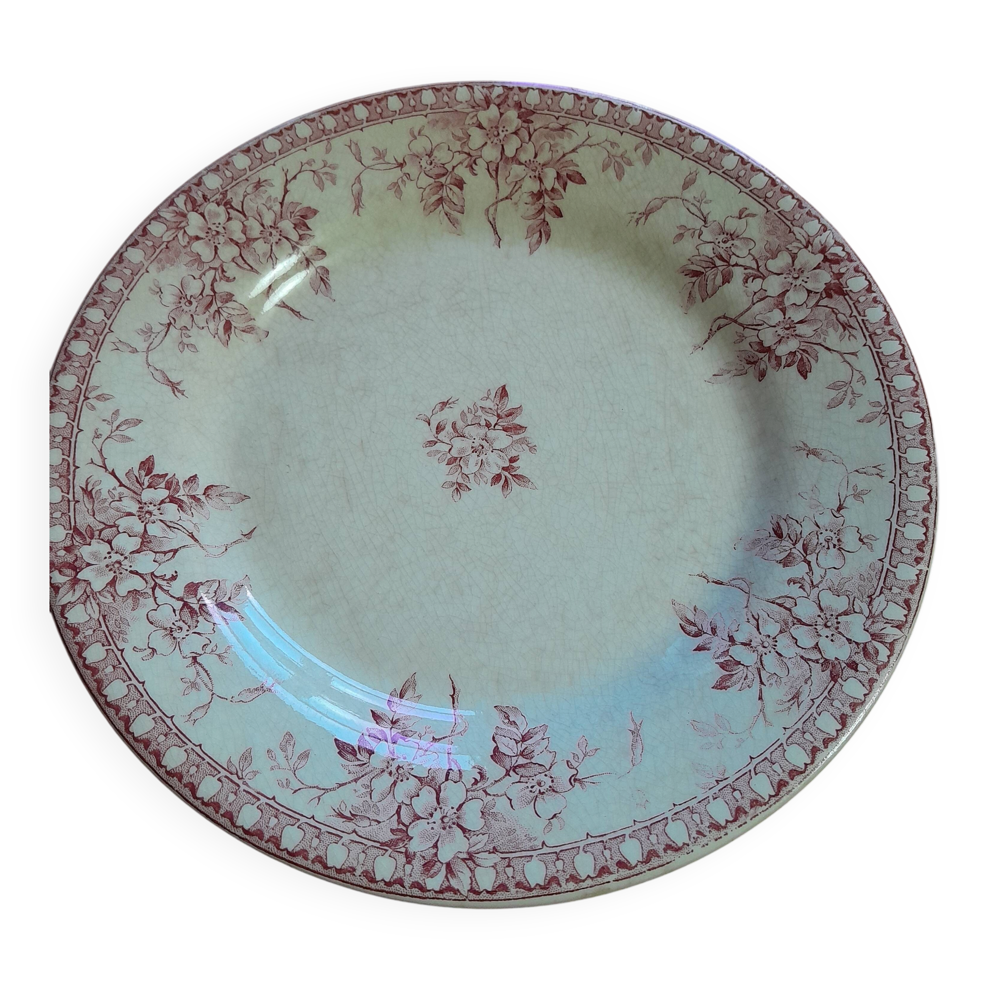 Opaque porcelain plate from Gien - Mariette series