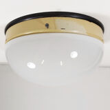 Bauhaus ceiling lamp with opaline glass and bakelite