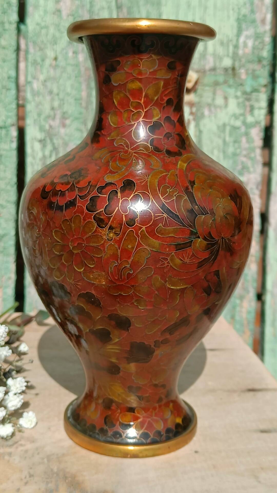 Cloisonné metal vase