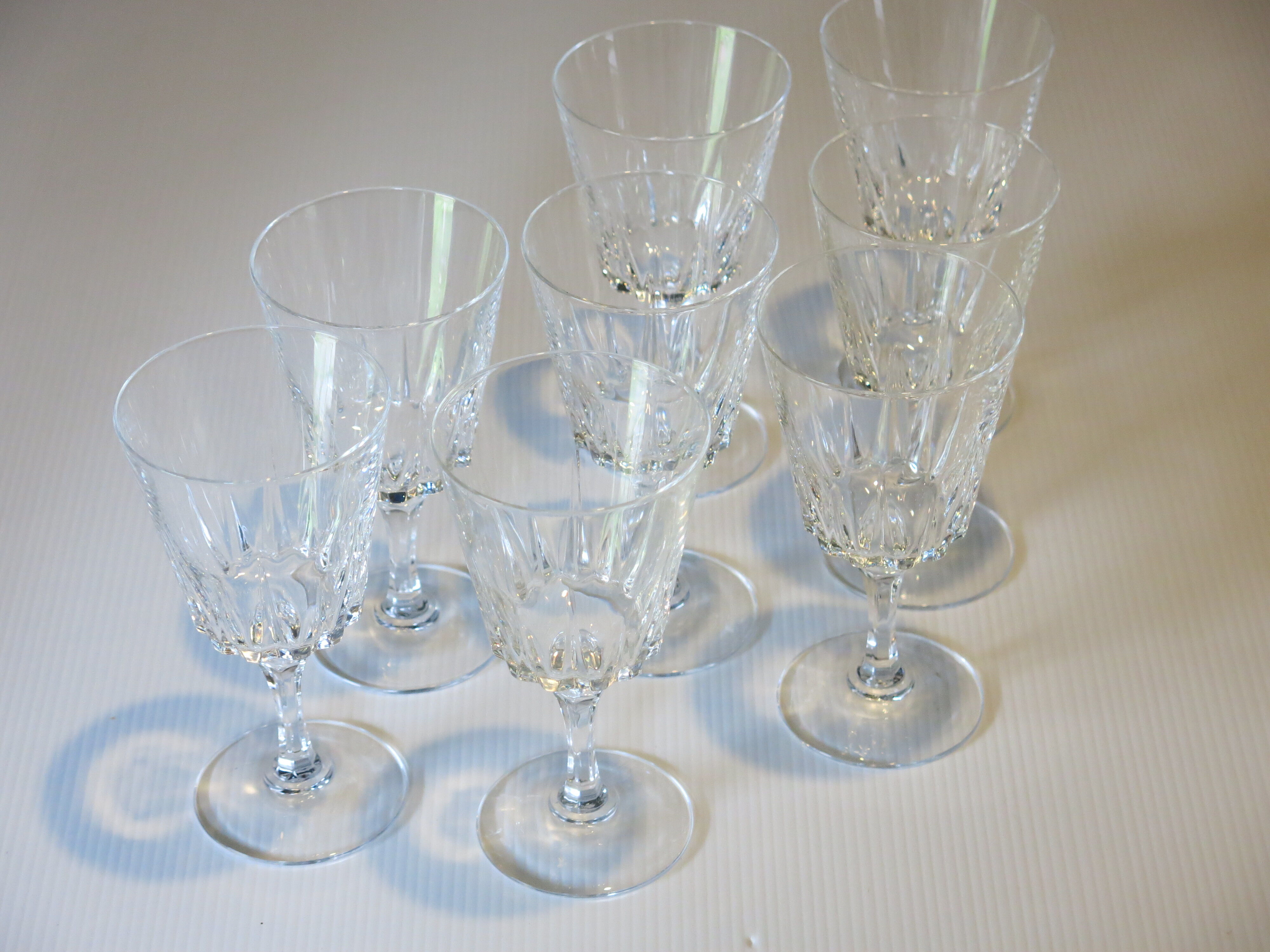 8 glasses with semi-crystal stems