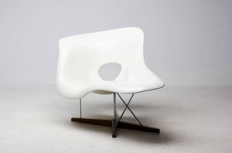 Early 2001 Vitra Eames La Chaise – Labeled, Sculptural Bone-White Patina