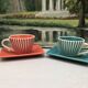 4 vintage ceramic coffee cups produced by LBVYR Circa