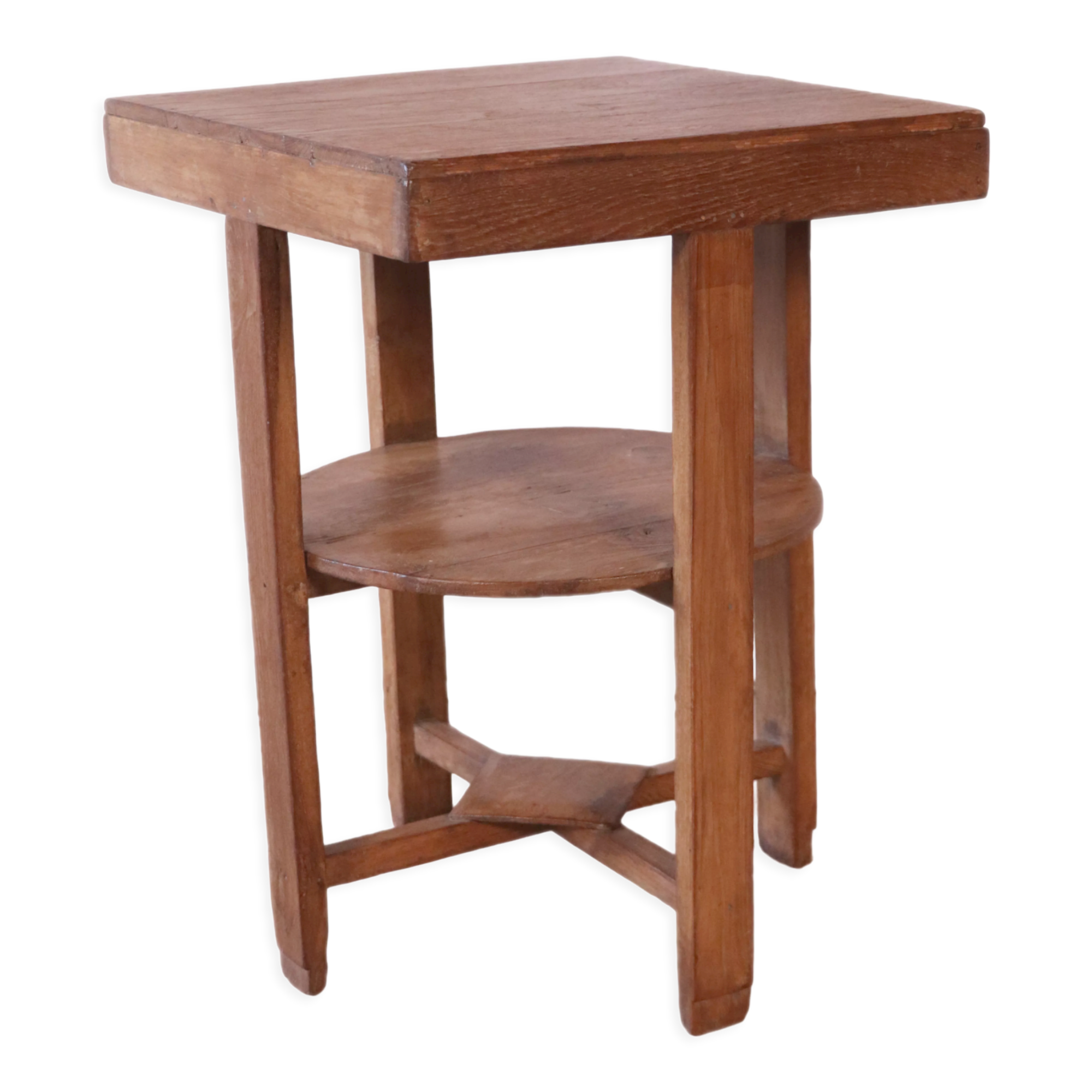 old Art Deco pedestal table in Burmese teak