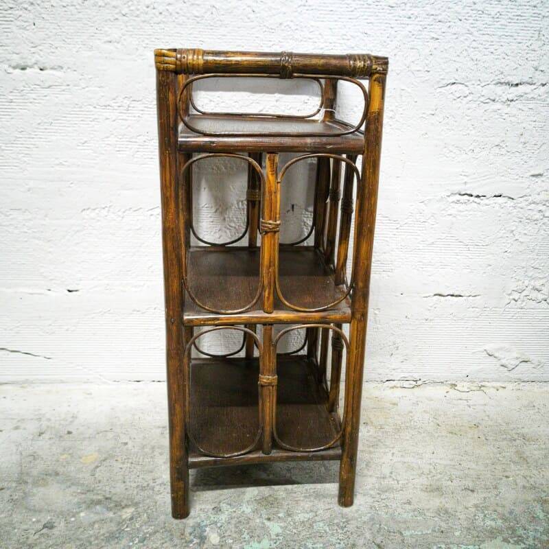 Small rattan and wood shelf