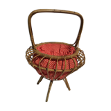 Rattan worker rumbles fabric size red white peas