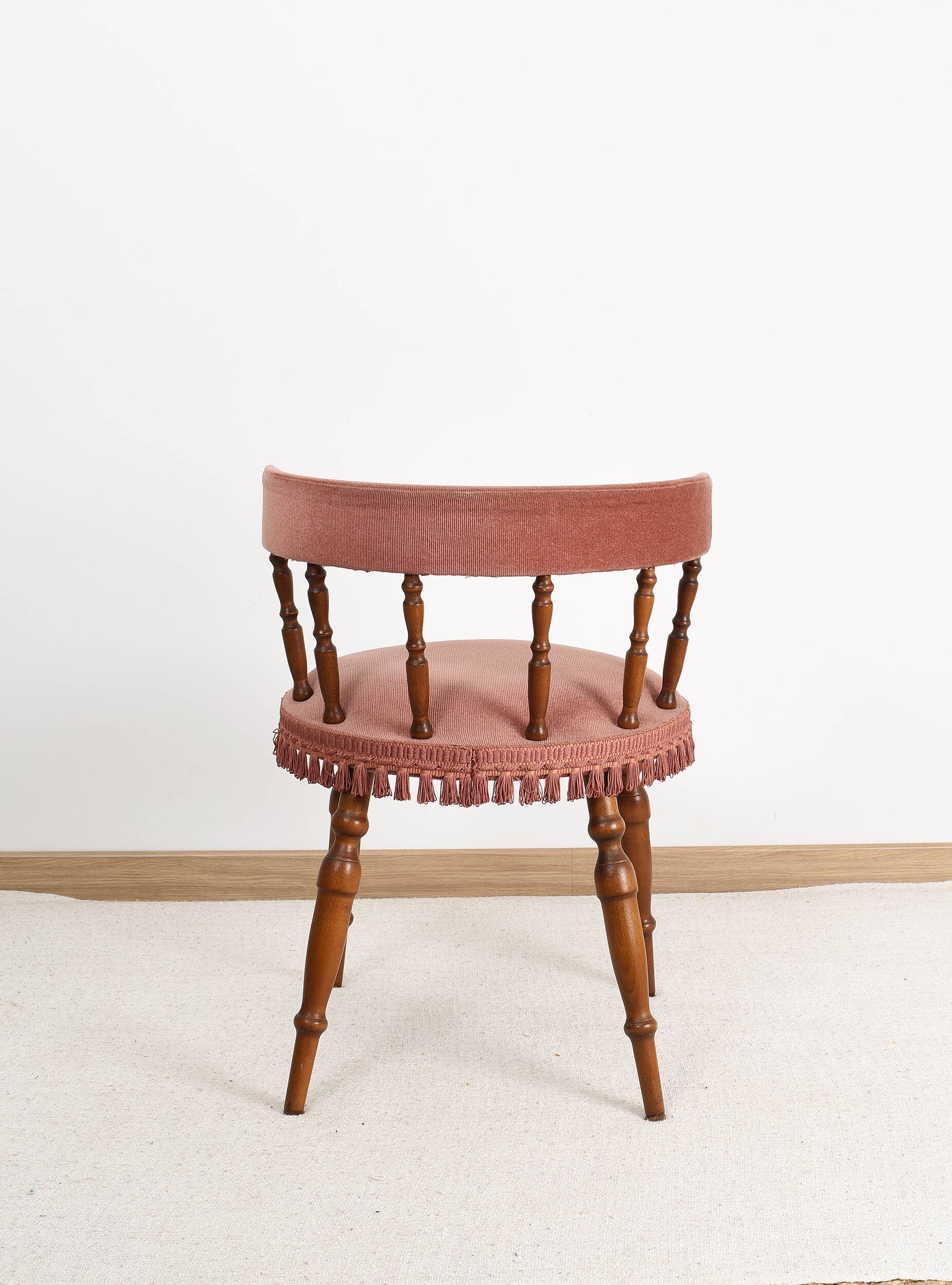 Old velvet armchair, toad style, from the 1950s