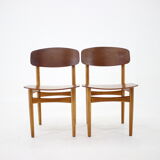 1960s Børge Mogensen Model 122 Oak and Teak Dining Chairs for Søborg Møbelfabric, Denmark