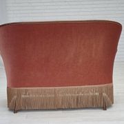 1930s, Danish 2-seater sofa, salmon pink furniture velour, ash wood.