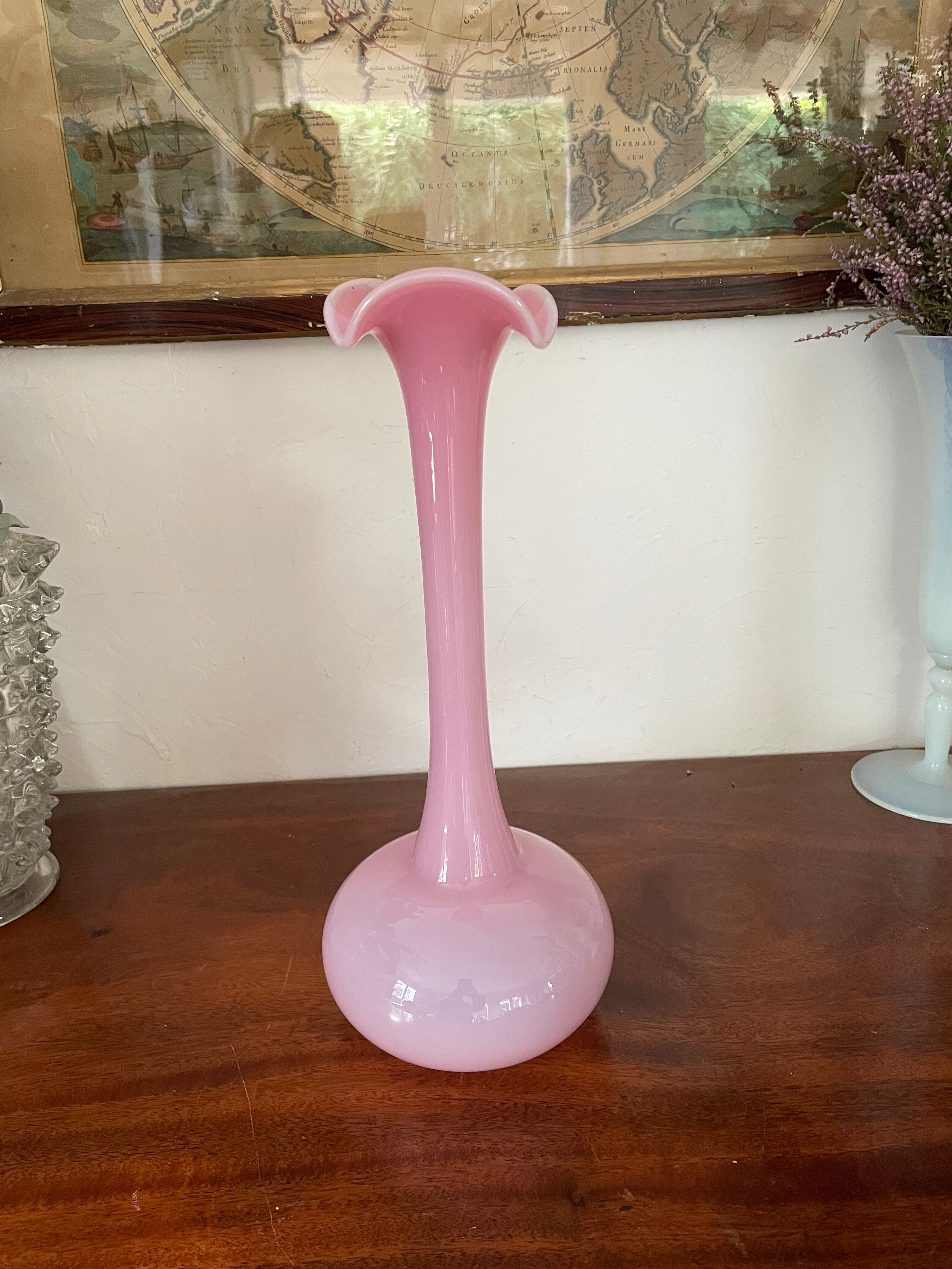 Pink opaline vase 32,5cm