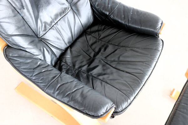 Fauteuil vintage avec ottoman   fauteuil   années 1970   suédois