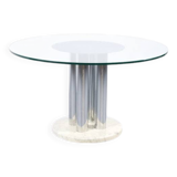 Italian marble dining table, chrome steel and glass, 70s