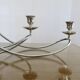 XXL silver metal candle holder 5 lights 70s