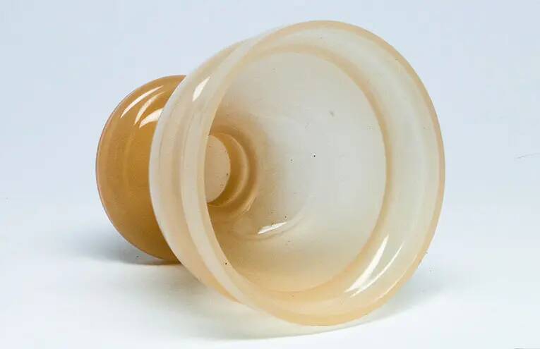 Vase, mid-century modern, beige glass, Poland, 1970s