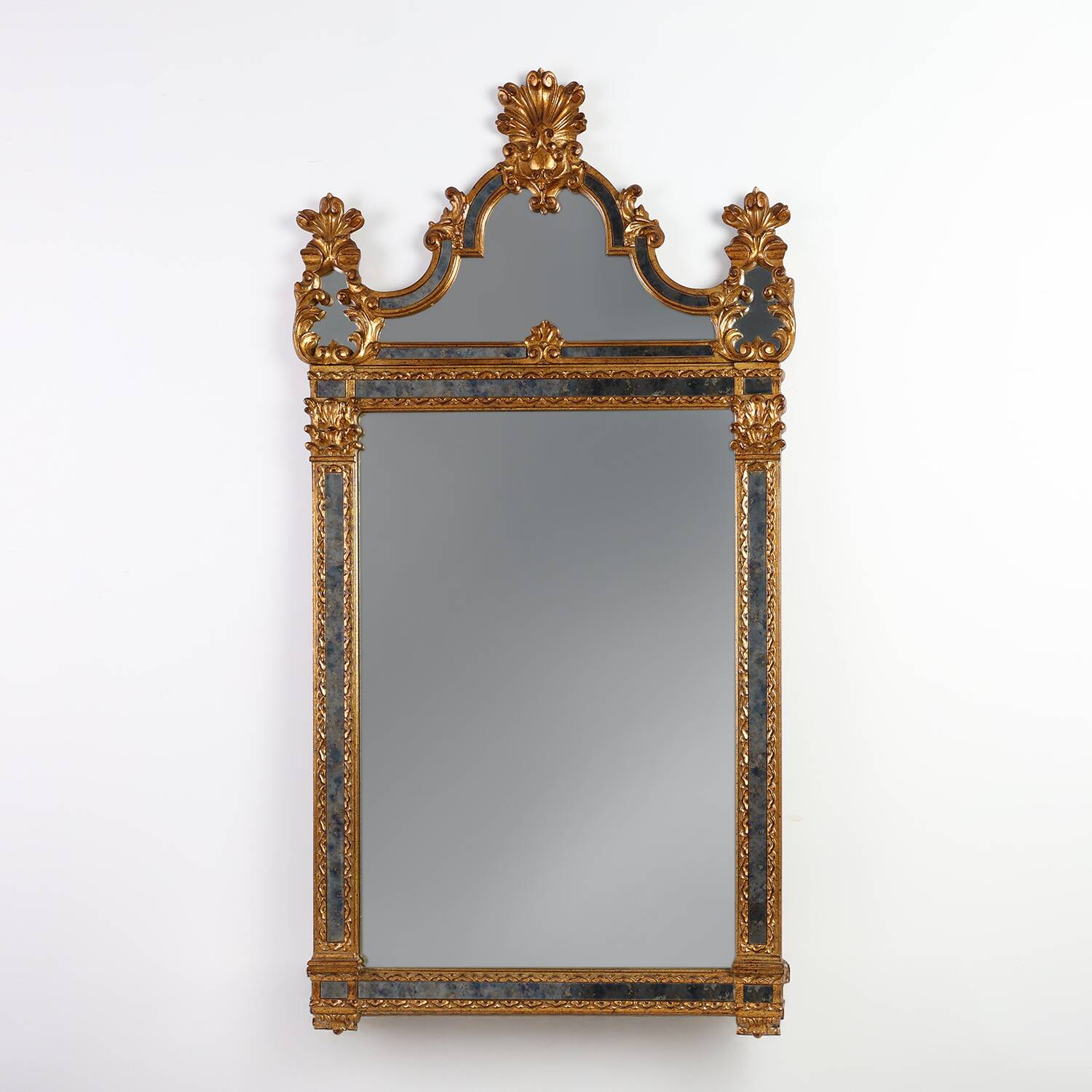 20th century Belgian Rococo-Venetian Mirror in Gilded Wood