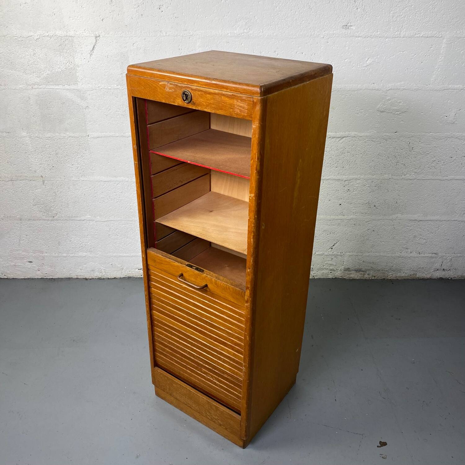 Vintage curtain file cabinet