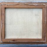HST painting "Lake mountain landscape" signed Vernon + frame