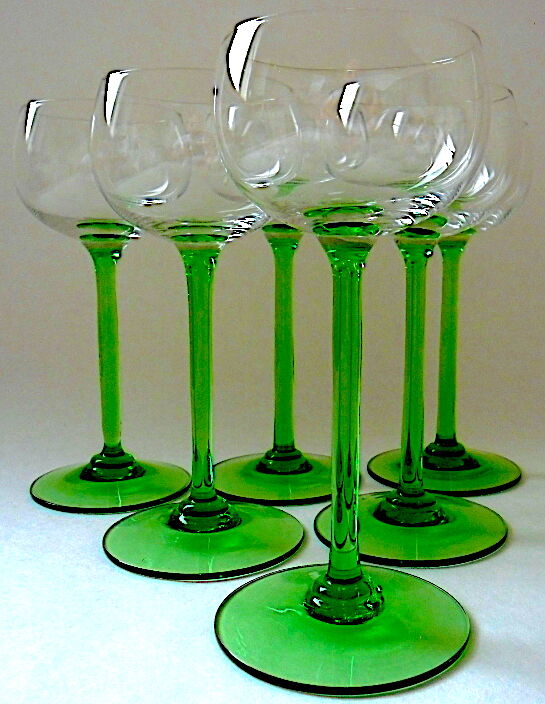 Suite de six verres à vin du Rhin en cristal
