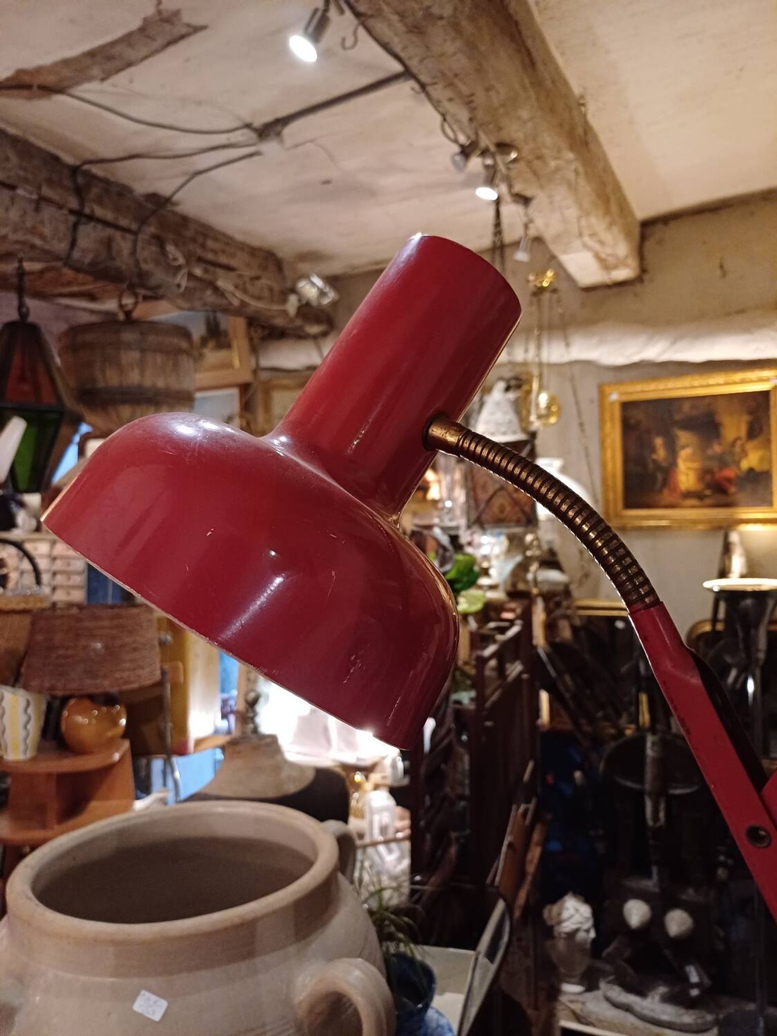 Pair of red and green Hala Zeist wall lights Dutch design 1960