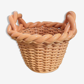 Vintage braided ceramic basket