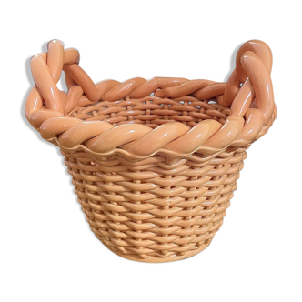 Vintage braided ceramic basket