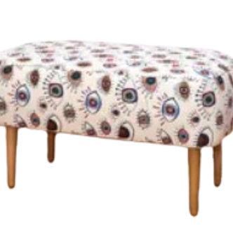 Beige eye patterned bench