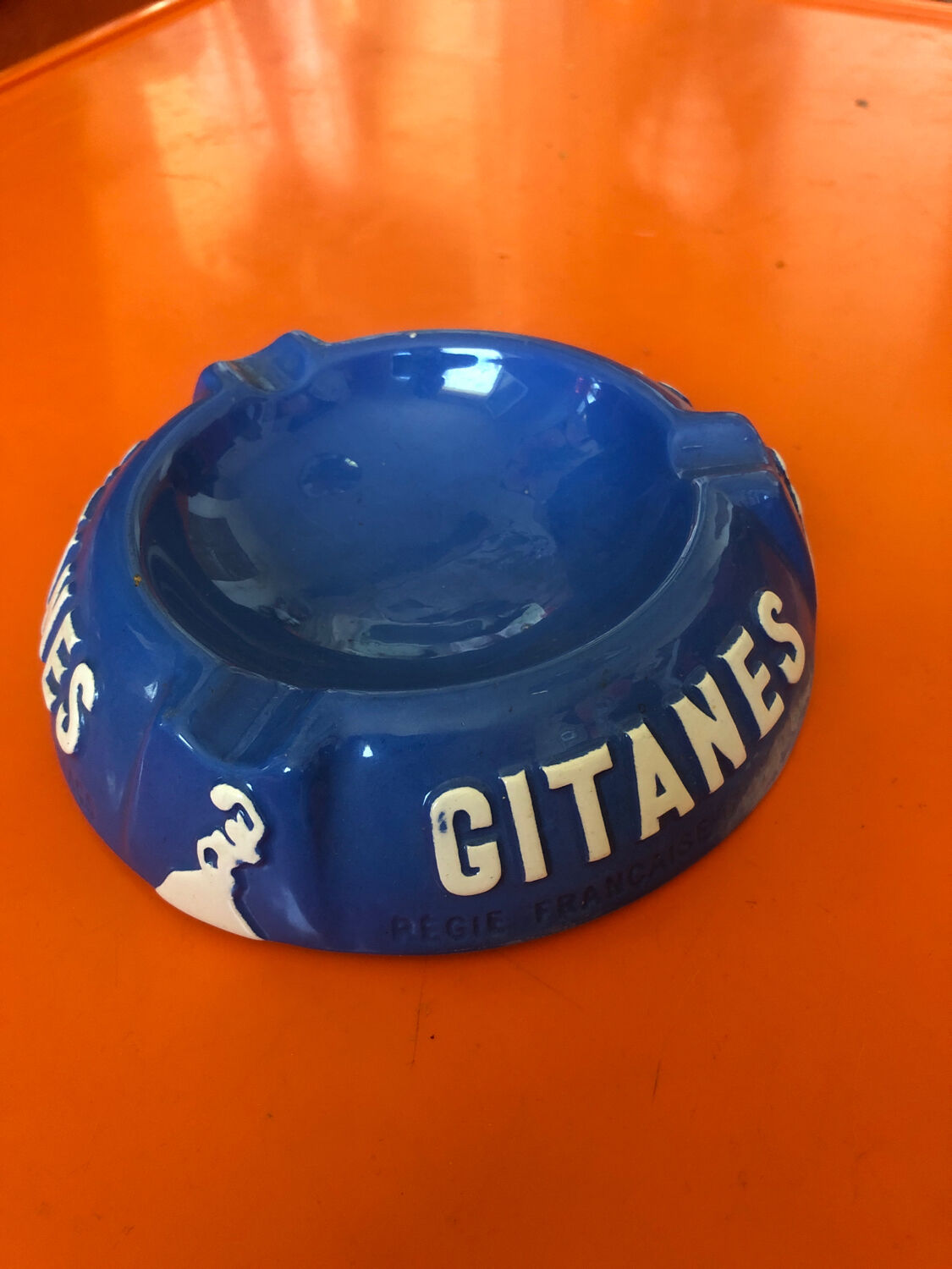 Longchamp France blue gypsy ashtray