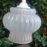 Suspension in vintage frosted glass 70s