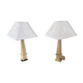 Pair of obelisk lamps by Michel Cayla – Signed with certificate – Design v