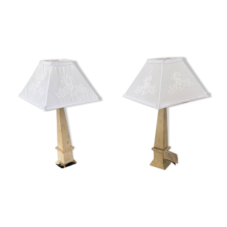 Pair of obelisk lamps by Michel Cayla – Signed with certificate – Design v