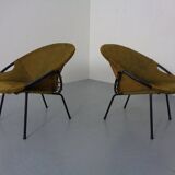 Olive Green Suede Balloon Chairs from Lusch, Germany, 1960s, Set of 2
